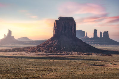 View of rock formations at sunset