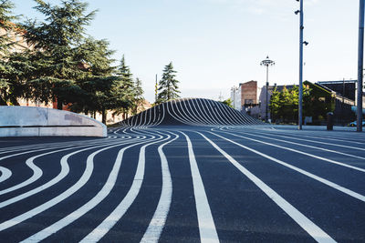 Lines on the concrete at superkilen park in copenhagen