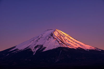 Scenic view of snowcapped mountain against sky during winter