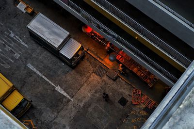 High angle view of worker working at construction site