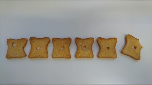 Close-up of food over white background