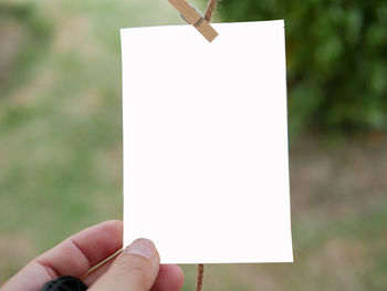 Close-up of hand holding paper