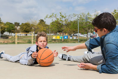 Father and son at park