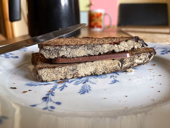 Close-up of bread in plate