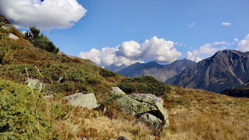 Scenic view of mountains against sky