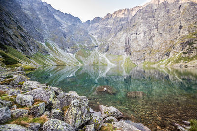 Scenic view of lake and mountains