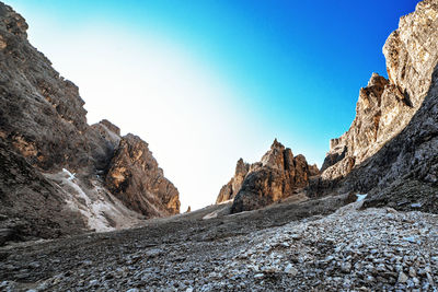 Forcella diavolo view, cadini misurina on bonacossa via ferrata, italian dolomites alps, veneto