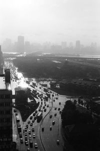 High angle view of cityscape against sky