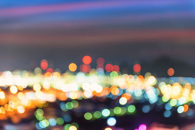 Defocused image of colorful lights at night