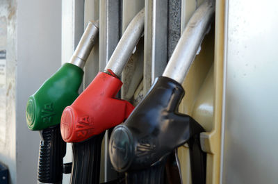 Colorful pipes at gas station