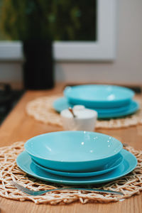 Close-up of empty plate on table at home