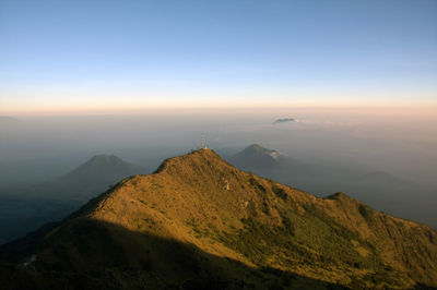 Scenic view of mountains against clear sky