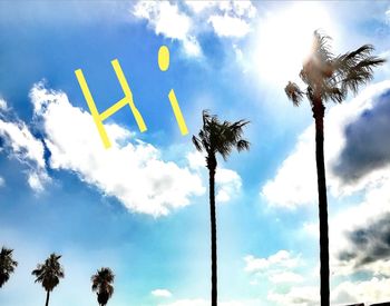 Low angle view of silhouette palm trees against sky