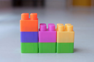 Close-up of colorful stack