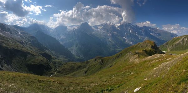 Panoramic view of mountains against sky