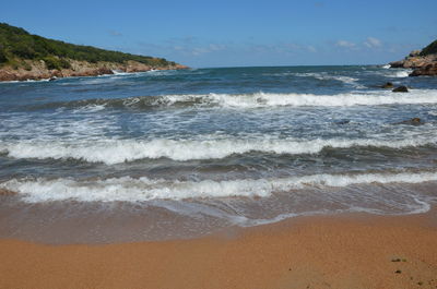 Scenic view of beach against sky