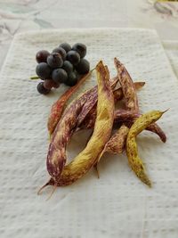 Close-up of dried fruits on table