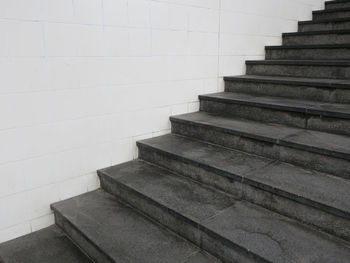 Empty staircase against wall