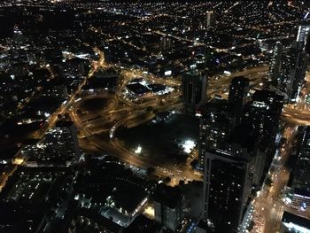 Illuminated cityscape at night