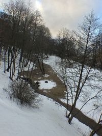 Scenic view of snow covered landscape