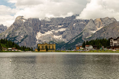 View of lake misurina is the largest natural lake of the cadore.