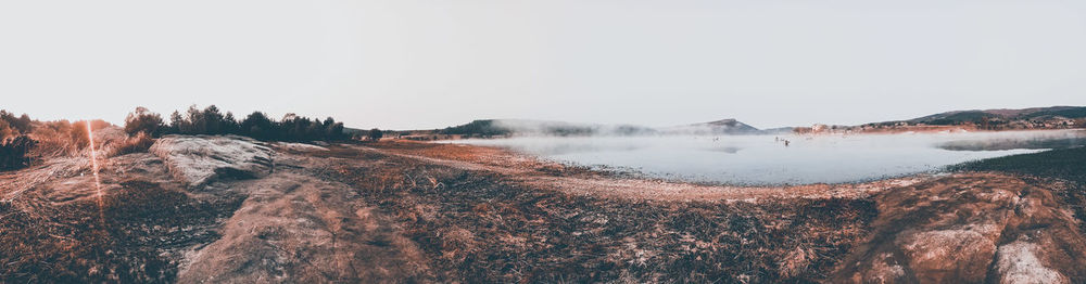 Panoramic view of landscape against clear sky