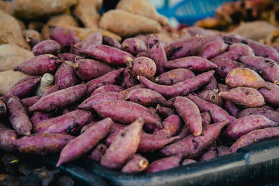 Sweet potatoes piled for market