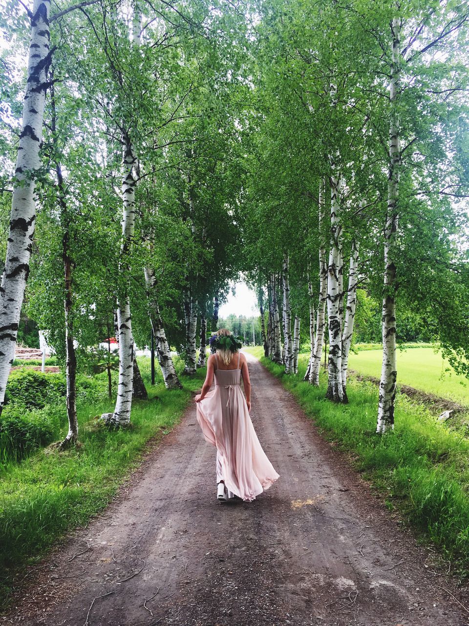 bride, wedding dress, wedding, tree, real people, rear view, full length, one person, women, day, the way forward, life events, walking, outdoors, young adult, formalwear, groom, lifestyles, young women, one young woman only, well-dressed, one woman only, nature, adult, adults only, people