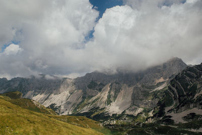 Panoramic view of landscape and mountains against sky