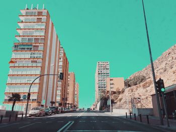 Panoramic view of city against clear sky