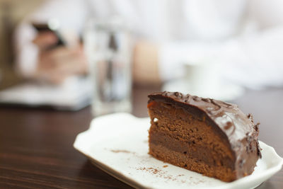 Close-up of dessert in plate on table