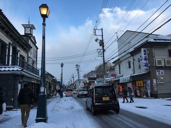 View of city street during winter