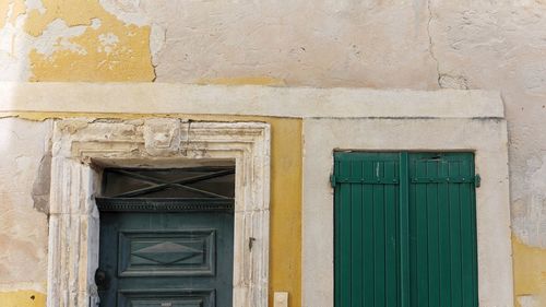 Closed door of building