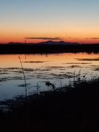 Scenic view of lake during sunset