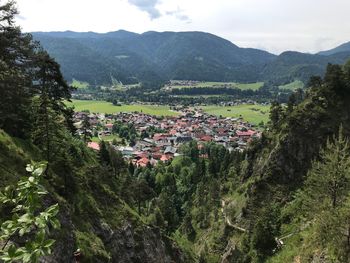 High angle view of townscape against sky