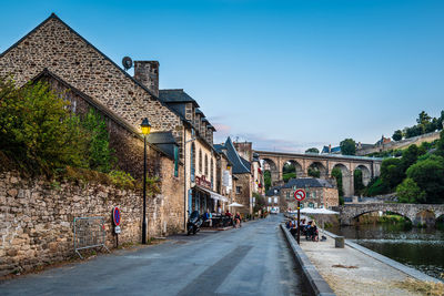 View of the river rance and the harbour of the city of dinan, french brittany