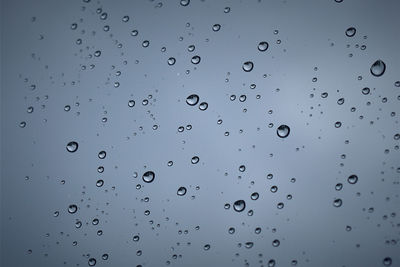 Full frame shot of water drops on window