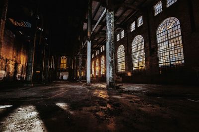 Exterior of old building at night