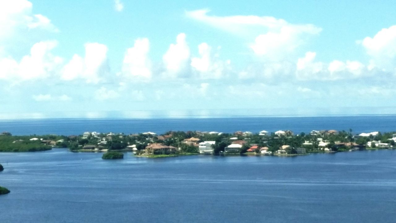 PANORAMIC SHOT OF CALM SEA AGAINST CLOUDY SKY