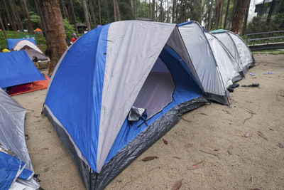 View of tent in row