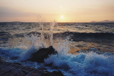 Beautiful sunset and waves