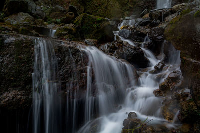 View of waterfall in forest