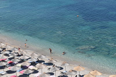 High angle view of people on beach