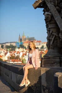 Woman traveling in city