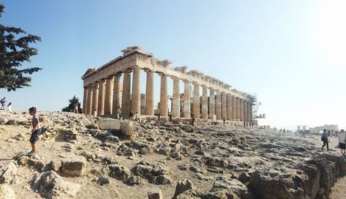 Tourists at temple of athena nike