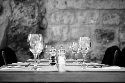 Wineglasses on table