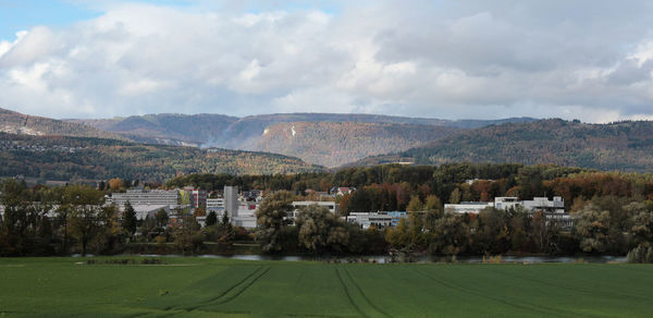 High angle view of townscape against sky