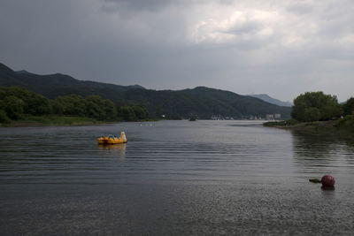 Scenic view of lake against sky