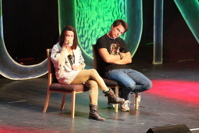 Young couple sitting on chair