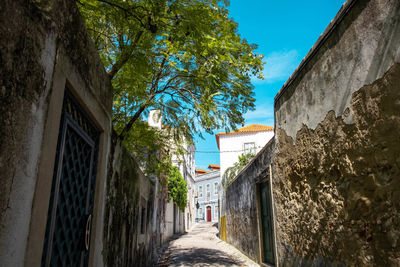 Footpath amidst buildings against sky